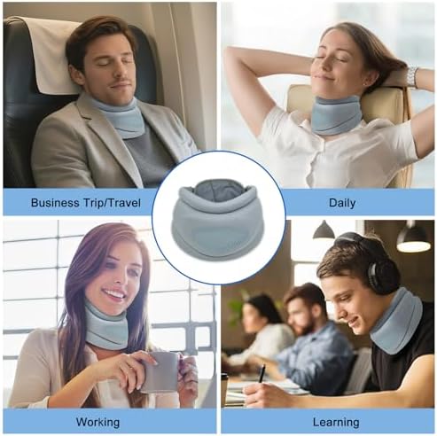 Neck Brace Cervical Collar, Neck Support Brace for Sleeping, EVA composite Soft Memory Foam Padding Relieves Cervical Spine Pressure, Sleeping Upright, Snoozing, Sleep Apnea (Enhanced-Grey)