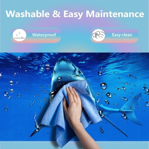 Great White Shark Large Mouse Pad, Blue Ocean Fish Desk Mat