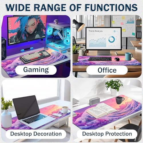 Mouse Pad Gaming - Desk Mat for Keyboard and Mouse - Large Mouse Pad for Desk, Mousepad (35.4" X 15.7") with Non-Slip Base, Desks Pad Mat Office and Home
