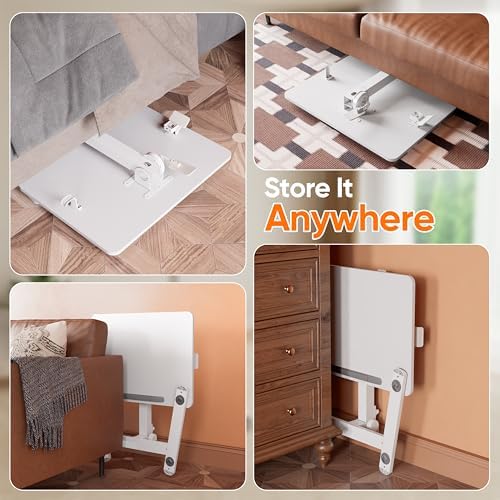 Monomi 25“ Mobile Folding Desk,Pneumatic Sit-Stand Table,No Assembly,White