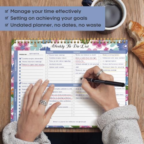 Taja Weekly To Do List Notepad, Undated Weekly Planner Pad, 8.5" x 11"