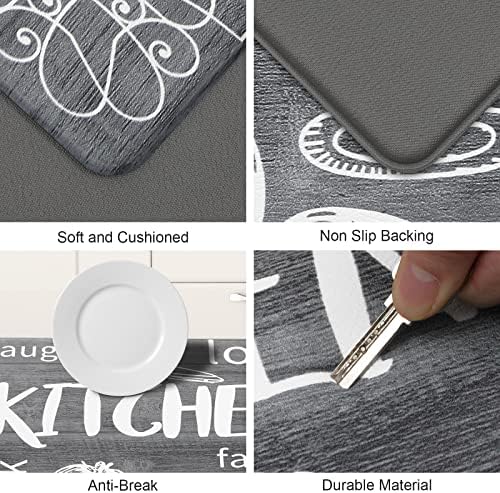 HEBE Anti Fatigue Kitchen Rugs Set of 2, Cushioned Kitchen Mats for Floor