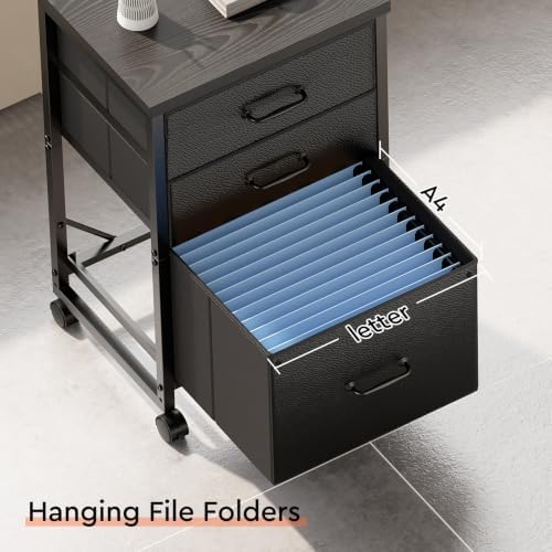 Maihail 3 Drawer File Cabinet on Wheels Fits A4 Size for Home Office