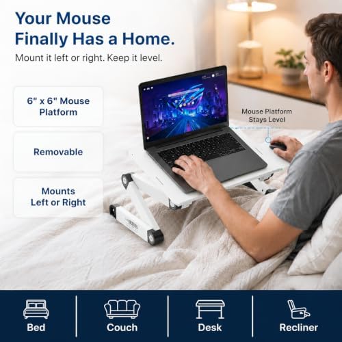 Uncaged Ergonomics XL Adjustable Laptop Stand, Cooling Riser (White)
