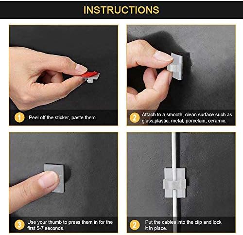 Cable Clips Self with 3M Adhesive Cord Organizer Hooks for Office Home Car