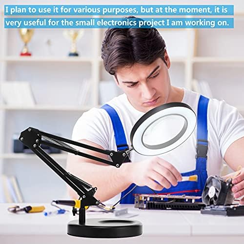 HITTI 12X Magnifying Glass with Light, 1,800 Lumens Stepless Dimmable