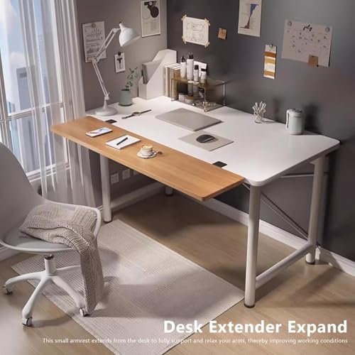 Foldable Wood Desk Extender Tray, Clamp-On Keyboard Shelf for Home Office & Dorm, Space-Saving Armrest Support, Adjustable Laptop Stand, Ergonomic Design