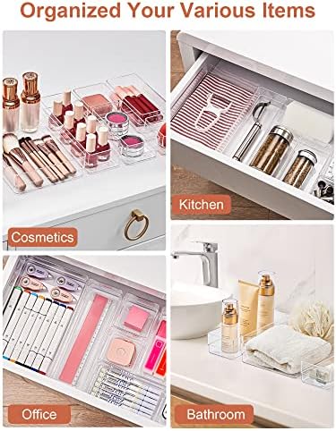 SMARTAKE 29 PCS Drawer Organizer, 4-Size Desk Bathroom Drawer Organizer