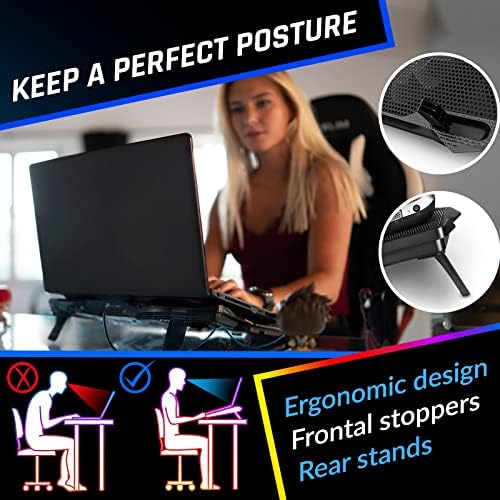 KLIM Wind Laptop Cooling Pad - More Than 500 000 Units Sold - New Version - The Most Powerful Rapid Action Cooling Fan - Laptop Stand with 4 Cooling Fans at 1200 RPM - USB Fan - PS5 PS4 - Cyan