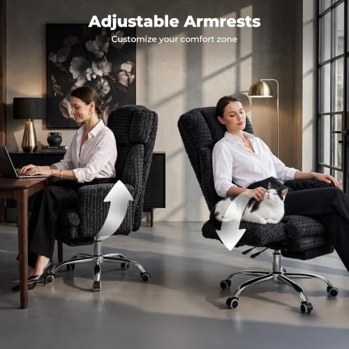 Big and Tall Office Chair, Flip Armrests for Pets & Cross Legged Sitting