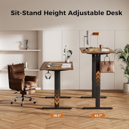 Agilestic 48*24 Inch Height Adjustable Electric Standing Desk, Rustic Brown