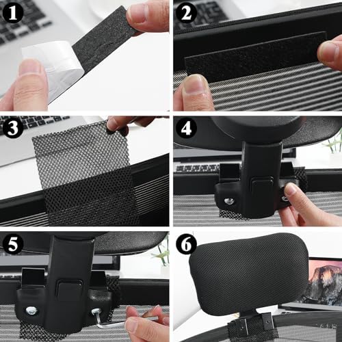 Cabilock Adjustable Office Chair Headrest Attachment Neck Support with Breathable Mesh Attachable Computer Chair Head Pillow for Office Desk and Home 10.62 x 6.29 x 1.18in，Clip-on Design