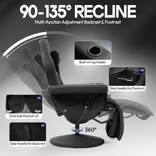 Dowinx Gaming Recliner Chair No Wheels with Footrest Shtasu Massage Lumbar