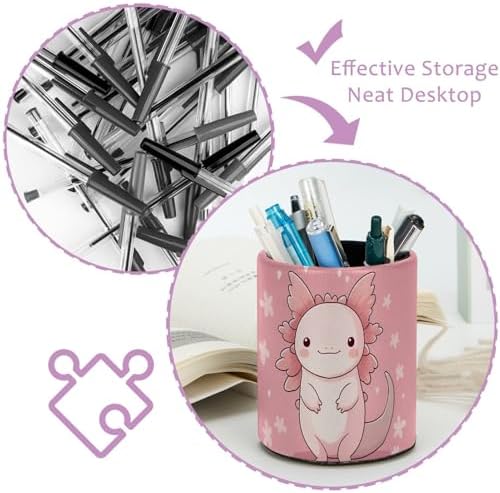 Axolotl Flower Pen Holder Pencil Organizer Cute Pencil Cup Desk Decor Makeup Brush Holder PU Multifunctional Office Supplies for Home Classroom School
