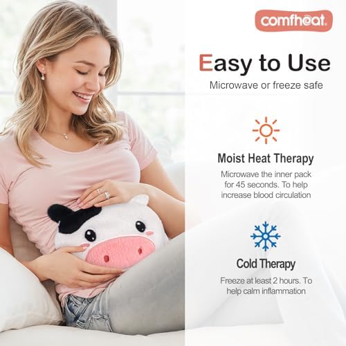 Cow Microwave Heating Pad for Period Cramps, Moist Heat Pack