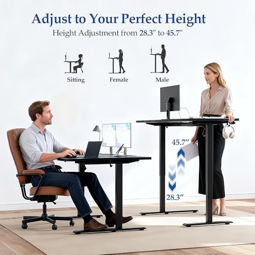 Klicelor L Shaped Standing Desk 59 x 35.4 Inch, Electric Height Adjustable Corner Desk for Home Office Workstation, Ergonomic Sit Stand Computer Table with Memory Controller, Black