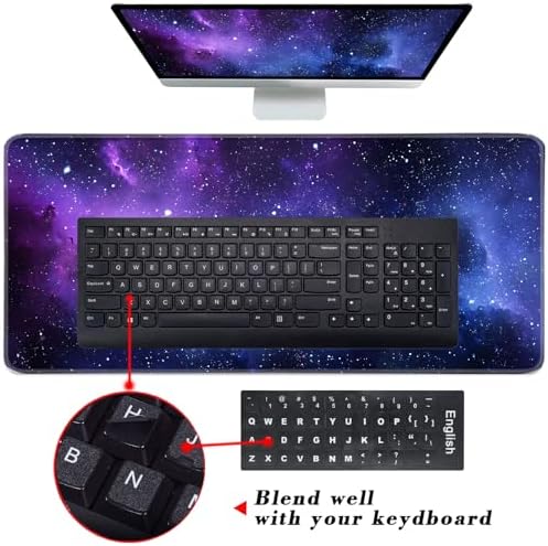 Keyboard Wrist Rest and Mouse Pad with Wrist Support Set Ergonomic Coaster,Memory Foam,Easy Typing Pain Relief,Large XL Desk Mat 31.5"x 11.8",Galaxy Design