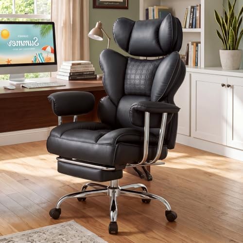 DUMOS Big and Tall Home Office Desk Chair, Executive Chair with Footrest