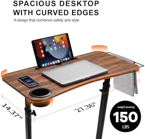 Stepwaver Treadmill Desk, Small Standing Desk for Walking Pad, 30-47 Inch Adjustable Height Walking Pad Stand for Treadmill, Portable Standing Table for Bike - Brown