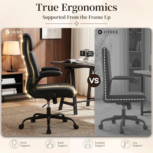 Office Chair, Leather Ergonomic Computer Desk Chair with Rocking