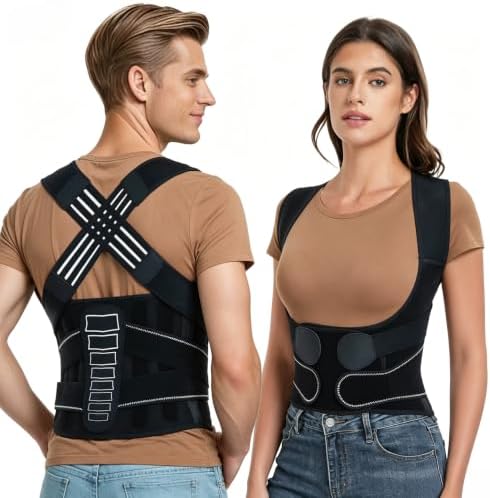 Back Posture Corrector Brace for Kyphosis and Scoliosis, L, Youth, Unisex, Black