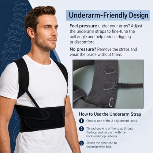 Back Brace Posture Corrector for Men, Adjustable Back Support Brace