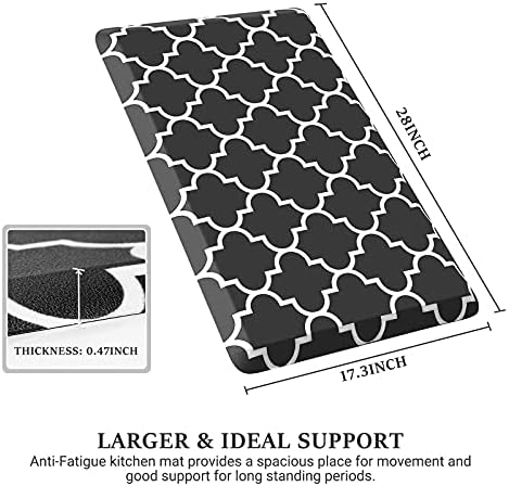 WISELIFE Kitchen Mats and Rugs Cushioned Anti-Fatigue, 17.3"x 28", Black