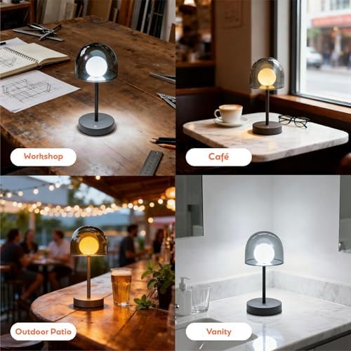 LED Modern Lamp, Small Mushroom Lamp Cordless, Unique Decor Light