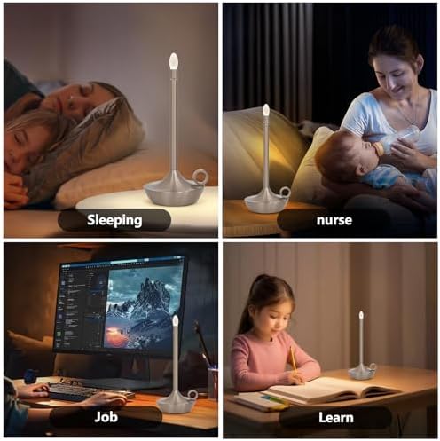 Rechargeable Cordless Table Lamp, Battery Table Light | Stepless Dimming Portable LED Table Light with Memory Function, for Outdoor/Dinner/Patio/Restaurant.(Black)