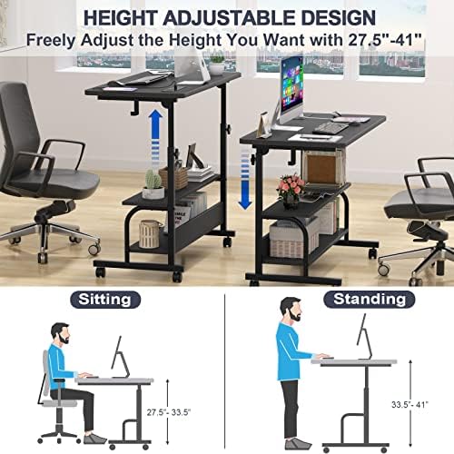 Armocity 32" Rolling Standing Desk with Charging Station for Couch Bed