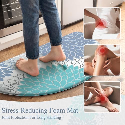 KIMODE Half Circle Kitchen Mats for Floor Cushioned Anti Fatigue Semi Round
