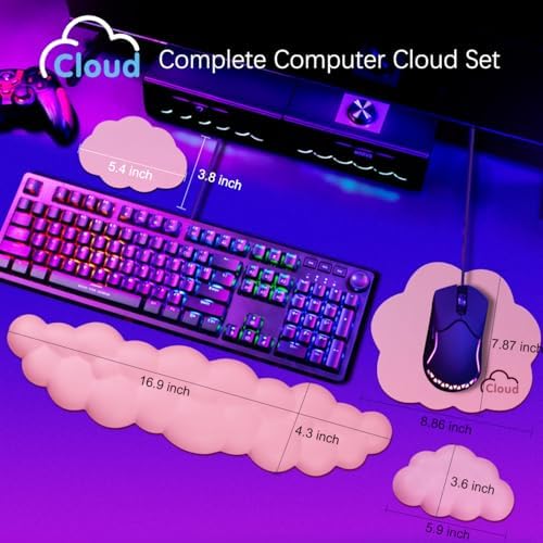 4 in 1 Ergonomic Leather Cloud Wrist Rest Keyboard and Mouse Pad & Coaster