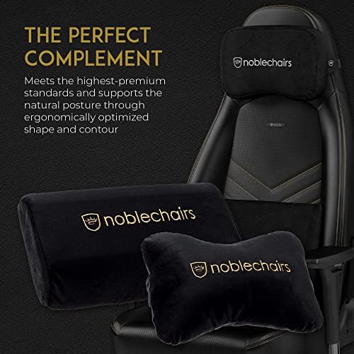 noblechairs Lumbar-Support Pillow, Gaming-Chair Cushion Set, Black/Gold