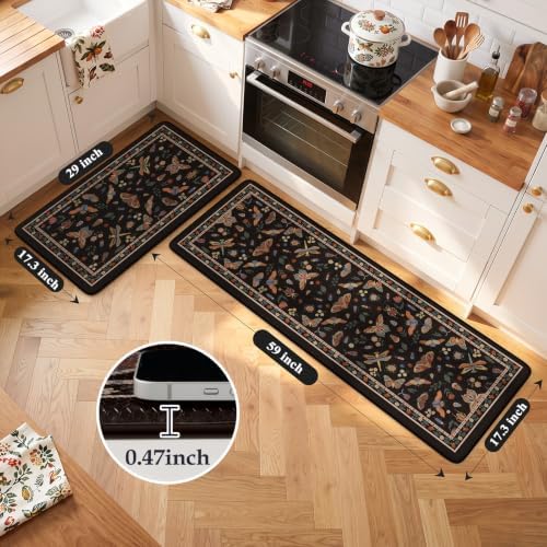 LEEVAN Anti Fatigue Kitchen Mats for Floor, Cushioned Kitchen Mat Set 2PCS