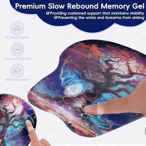 Wrist Support Mouse Pad Anti Slip Rubber Wrist Rest Mousepad 9in X 8in Small Desktop Notebook Mouse Mat for Working and Gaming (M-Tree of Life)