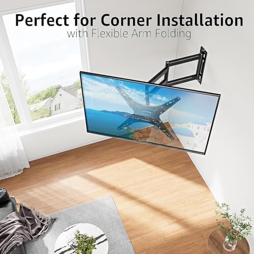 MOUNTUP Corner TV Wall Mount for Most 26-65 Inch TVs, Long Arm TV Mount with 30 Inch Extension Arm, Smooth Swivel Tilt Single Stud Full Motion Bracket Max VESA 400x400mm, 77 lbs Heavy Duty, MU0057