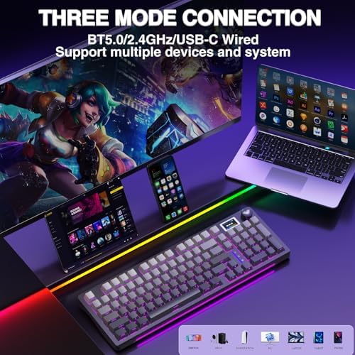 AULA S98 Pro Wireless Mechanical Gaming Keyboard with Screen, Knob, 96 Keys