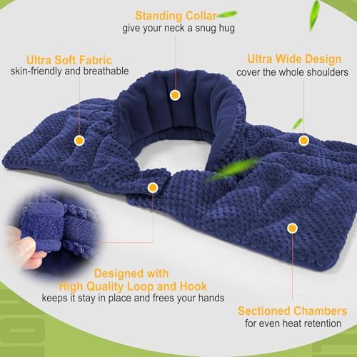 uncn Large Microwave Heating Pad for Neck Shouders and Back Wearable Neck Warmer Microwavable Heated Wrap for Pain Relief with Moist Heat, Recovery Christmas Birthday Gifts 3.1LBS