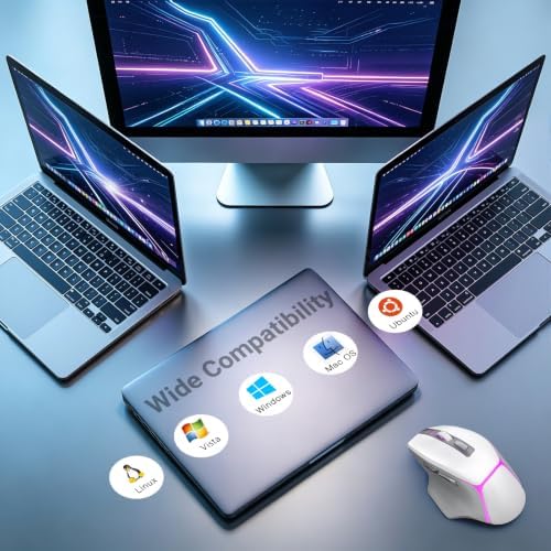 JOYACCESS Wireless Gaming Mouse, Supports Bluetooth/2.4g/Wired Connections 12500 DPI, 1000hz, Rechargeable, 20m Clicks, 6 Buttons, RGB Backlit Ergonomic Mouse for Windows/Mac Gamers (Silver-Gray)