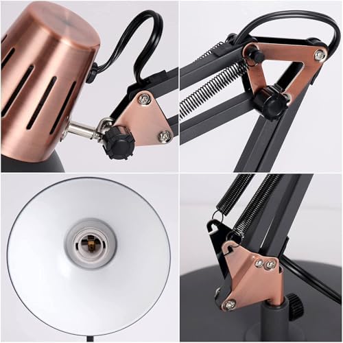 FIRVRE Metal Adjustable Desk Lamp with Clamp, Adjustable Architect Morden Table Lamp, 2-in-1 Design, Eye-Caring Reading Light, for Home & Office