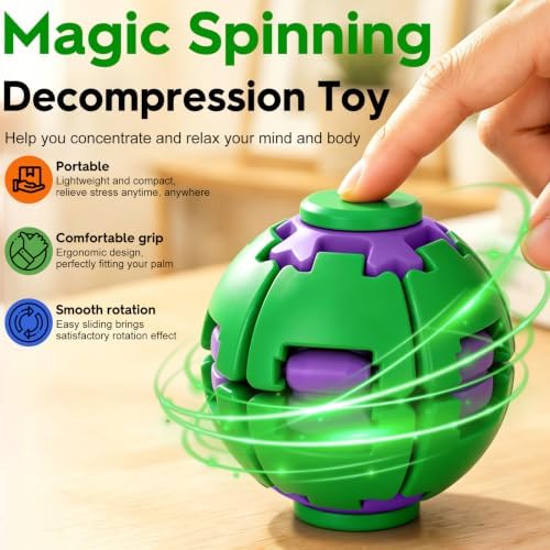 3D Printed Gear Fidget Spinner Toy, Mechanical Kinetic Desk Toy, Portable Sensory Fidget Gadget, Metal EDC Desk Accessory, Creative Office Gift, Cyber Green