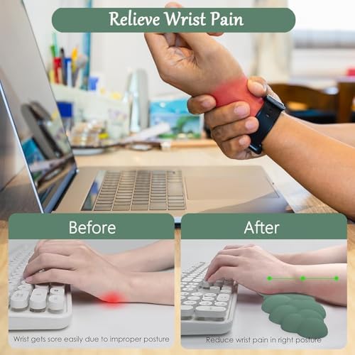Cloud Mouse Pad Keyboard Wrist Rest for Mouse 4PCS Extended Large Desk Mat Pad Set Memory Foam Non-Slip Cute Ergonomic Gaming Mouse Wrist Support for Computer Home Office Mountain Forest Green