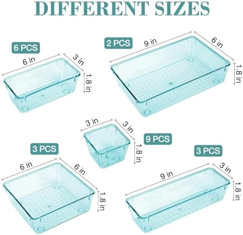 23 PCS Drawer Organizer Set, 5 Size Bathroom and kitchen organizer Trays