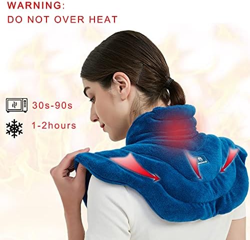 Microwavable Heat Pad for Neck and Shoulders, Warm Compress Wrap, Blue