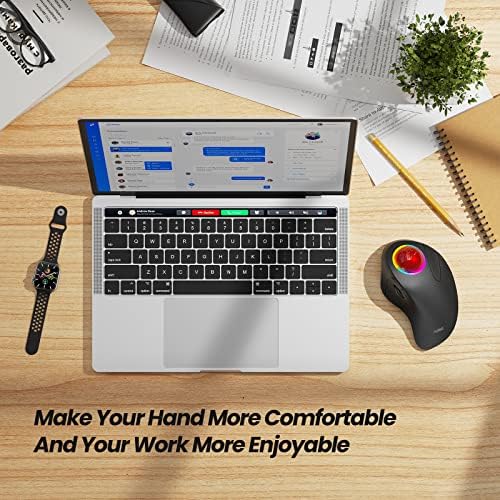 Nulea Wireless Trackball Mouse Ergonomic RGB 44mm Index Finger Control