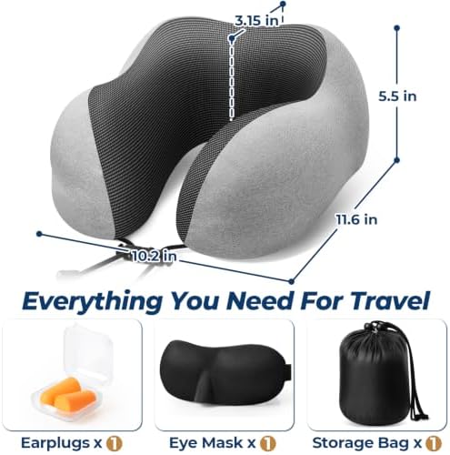 ExploreBliss Travel Pillow, Neck Pillow Airplane, Light Grey