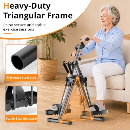 RYGEO Pedal Exerciser Bike for Seniors – Arm, Leg, Hand & Knee Elderly Exercise Equipment, Sit Down Air Walker for Total Body, Upper & Lower Limb Trainer Home Workout
