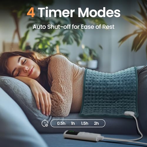 Heating Pad for Back Period Cramps Neck Shoulder, 12''×24'' Electric Heating Pad with 9 Heat Settings Auto Shut-Off and Rapid Heating, Ideal Gift for Women Men