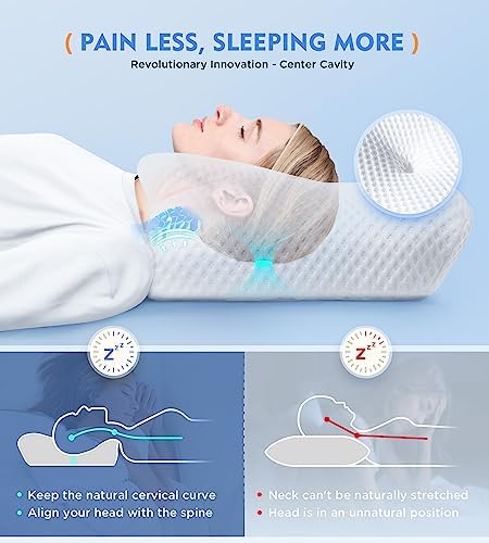Osteo Cervical Pillow for Neck Pain Relief, Hollow Design Odorless Memory Foam Pillows with Cooling Case, Adjustable Orthopedic Bed Pillow for Sleeping, Support for Side Back Sleepers