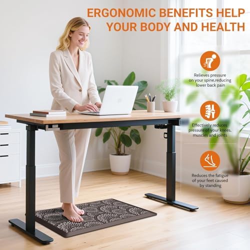 Mattitude 4/5 Inch Kitchen Mat, 20x51in Heavy Duty Ergonomic Comfort Foam Standing Desk Mat, Waterproof Non-Slip Standing Mats and Rugs for Kitchen, Office, Black